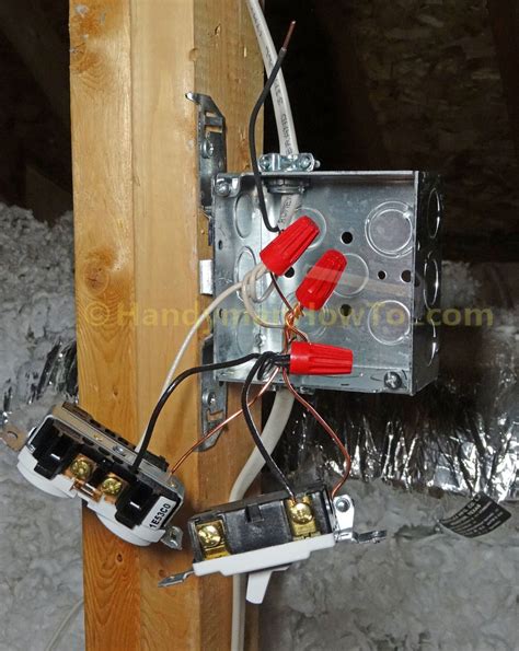 installing an attic junction box to wire a light switch|attic electrical outlet wiring.